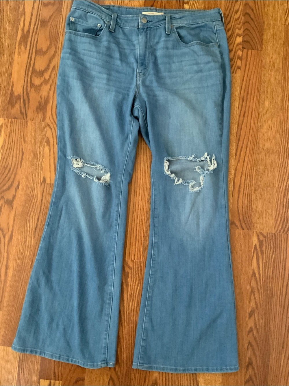 Levi Jeans Distressed Light Blue Flare Jeans for Women - Casual Wide Leg